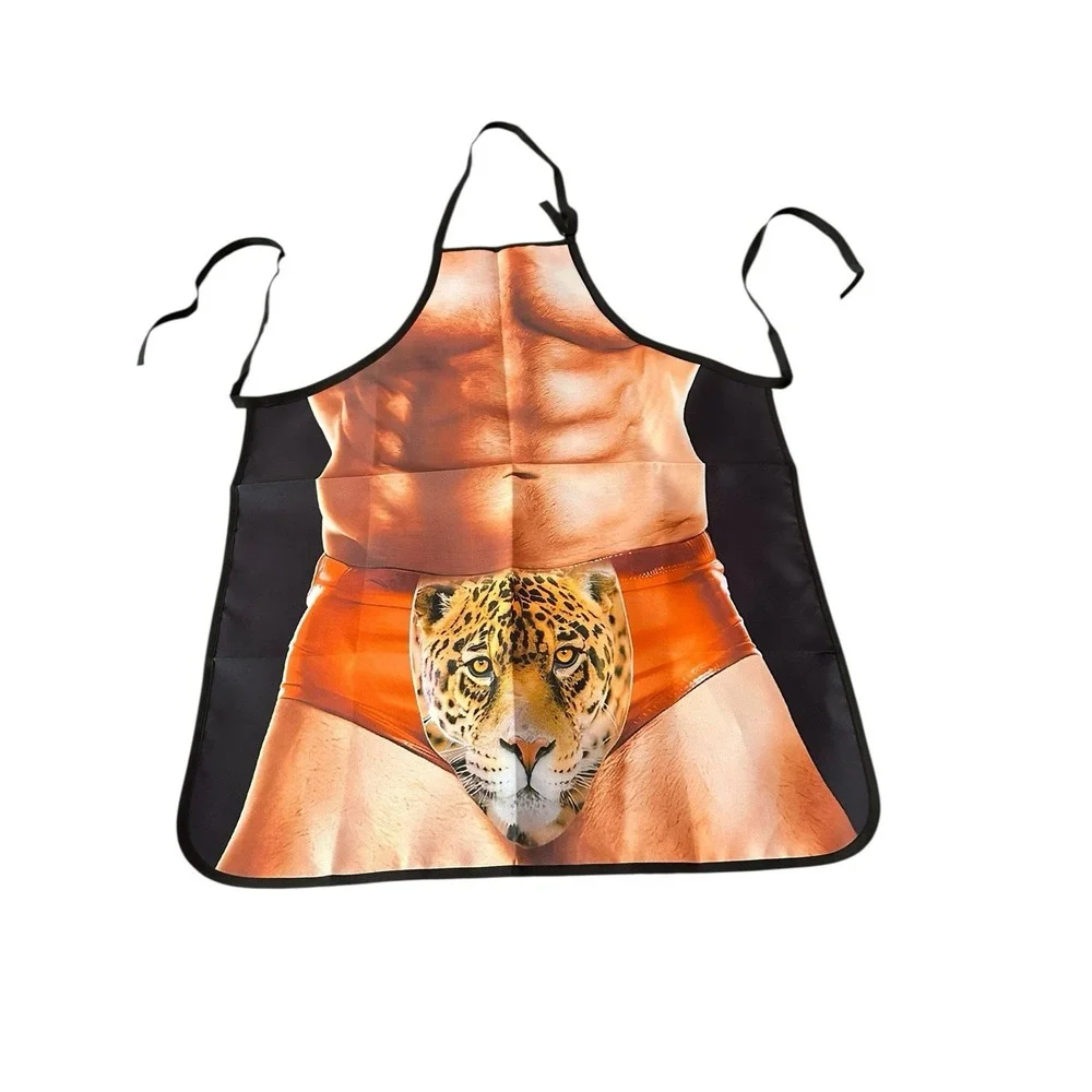 NEW novelty adult ONE SIZE apron full coverage funny SEXY MAN BODY TIGER‎